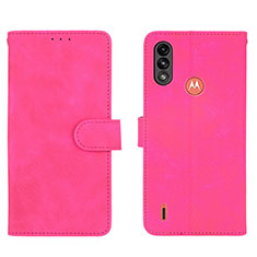 Funda de Cuero Cartera con Soporte Carcasa L01Z para Motorola Moto E7 Power Rosa Roja