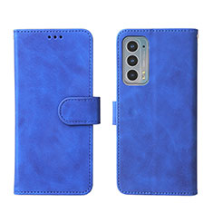 Funda de Cuero Cartera con Soporte Carcasa L01Z para Motorola Moto Edge 20 5G Azul