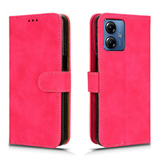 Funda de Cuero Cartera con Soporte Carcasa L01Z para Motorola Moto G14 Rosa Roja