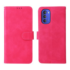 Funda de Cuero Cartera con Soporte Carcasa L01Z para Motorola Moto G51 5G Rosa Roja