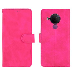 Funda de Cuero Cartera con Soporte Carcasa L01Z para Nokia 5.4 Rosa Roja