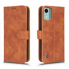 Funda de Cuero Cartera con Soporte Carcasa L01Z para Nokia C12 Plus Marron