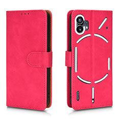 Funda de Cuero Cartera con Soporte Carcasa L01Z para Nothing Phone 1 Rosa Roja