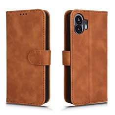 Funda de Cuero Cartera con Soporte Carcasa L01Z para Nothing Phone 2 Marron