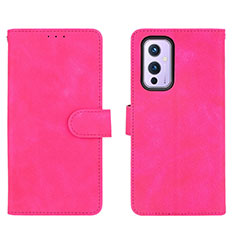 Funda de Cuero Cartera con Soporte Carcasa L01Z para OnePlus 9 5G Rosa Roja