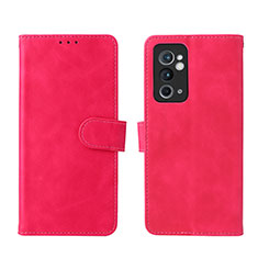 Funda de Cuero Cartera con Soporte Carcasa L01Z para OnePlus 9RT 5G Rosa Roja