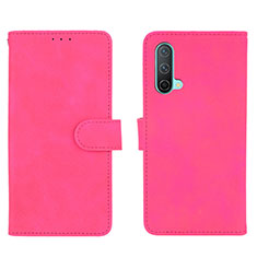 Funda de Cuero Cartera con Soporte Carcasa L01Z para OnePlus Nord CE 5G Rosa Roja