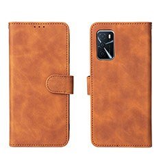 Funda de Cuero Cartera con Soporte Carcasa L01Z para Oppo A16 Marron