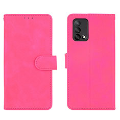 Funda de Cuero Cartera con Soporte Carcasa L01Z para Oppo A74 4G Rosa Roja