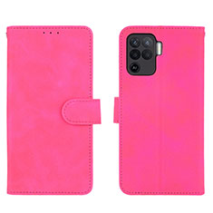 Funda de Cuero Cartera con Soporte Carcasa L01Z para Oppo A94 4G Rosa Roja