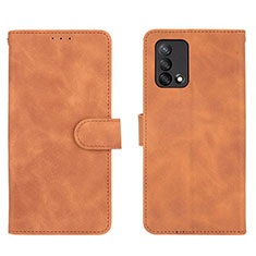 Funda de Cuero Cartera con Soporte Carcasa L01Z para Oppo F19s Marron