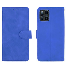 Funda de Cuero Cartera con Soporte Carcasa L01Z para Oppo Find X3 5G Azul