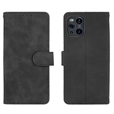 Funda de Cuero Cartera con Soporte Carcasa L01Z para Oppo Find X3 5G Negro