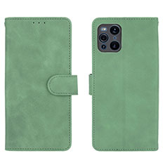 Funda de Cuero Cartera con Soporte Carcasa L01Z para Oppo Find X3 5G Verde