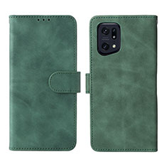 Funda de Cuero Cartera con Soporte Carcasa L01Z para Oppo Find X5 Pro 5G Verde