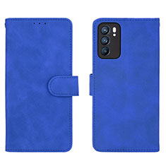 Funda de Cuero Cartera con Soporte Carcasa L01Z para Oppo Reno6 5G Azul