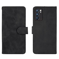 Funda de Cuero Cartera con Soporte Carcasa L01Z para Oppo Reno6 5G Negro