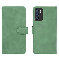 Funda de Cuero Cartera con Soporte Carcasa L01Z para Oppo Reno6 5G Verde