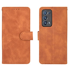 Funda de Cuero Cartera con Soporte Carcasa L01Z para Oppo Reno6 Pro 5G Marron