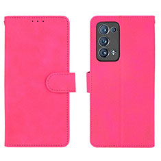 Funda de Cuero Cartera con Soporte Carcasa L01Z para Oppo Reno6 Pro 5G Rosa Roja