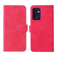 Funda de Cuero Cartera con Soporte Carcasa L01Z para Oppo Reno7 5G Rosa Roja