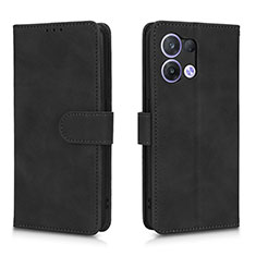 Funda de Cuero Cartera con Soporte Carcasa L01Z para Oppo Reno8 5G Negro