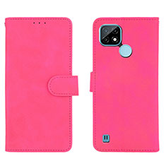 Funda de Cuero Cartera con Soporte Carcasa L01Z para Realme C21 Rosa Roja