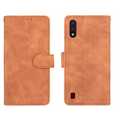 Funda de Cuero Cartera con Soporte Carcasa L01Z para Samsung Galaxy A01 SM-A015 Marron