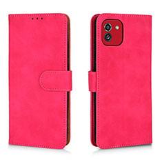 Funda de Cuero Cartera con Soporte Carcasa L01Z para Samsung Galaxy A03 Rosa Roja