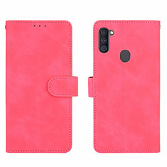 Funda de Cuero Cartera con Soporte Carcasa L01Z para Samsung Galaxy A11 Rosa Roja