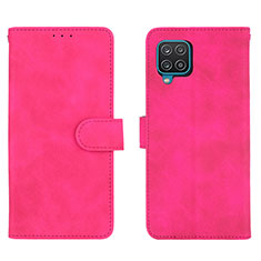 Funda de Cuero Cartera con Soporte Carcasa L01Z para Samsung Galaxy A12 5G Rosa Roja