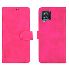 Funda de Cuero Cartera con Soporte Carcasa L01Z para Samsung Galaxy A12 Nacho Rosa Roja