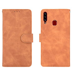 Funda de Cuero Cartera con Soporte Carcasa L01Z para Samsung Galaxy A20s Marron