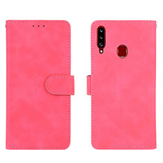 Funda de Cuero Cartera con Soporte Carcasa L01Z para Samsung Galaxy A20s Rosa Roja