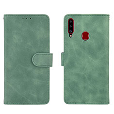 Funda de Cuero Cartera con Soporte Carcasa L01Z para Samsung Galaxy A20s Verde