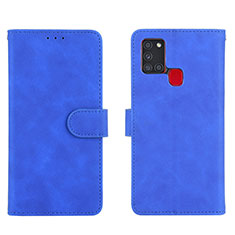 Funda de Cuero Cartera con Soporte Carcasa L01Z para Samsung Galaxy A21s Azul