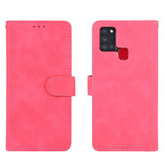 Funda de Cuero Cartera con Soporte Carcasa L01Z para Samsung Galaxy A21s Rosa Roja