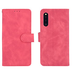 Funda de Cuero Cartera con Soporte Carcasa L01Z para Samsung Galaxy A41 SC-41A Rosa Roja