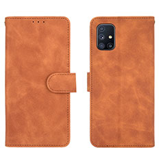 Funda de Cuero Cartera con Soporte Carcasa L01Z para Samsung Galaxy M51 Marron