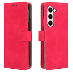 Funda de Cuero Cartera con Soporte Carcasa L01Z para Samsung Galaxy Z Fold5 5G Rosa Roja