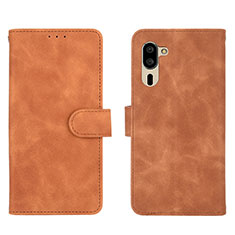 Funda de Cuero Cartera con Soporte Carcasa L01Z para Sharp Simple Sumaho 5 Marron