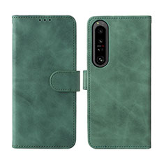 Funda de Cuero Cartera con Soporte Carcasa L01Z para Sony Xperia 1 IV Verde