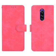 Funda de Cuero Cartera con Soporte Carcasa L01Z para Sony Xperia 1 Rosa Roja