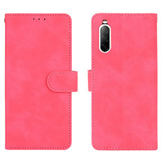 Funda de Cuero Cartera con Soporte Carcasa L01Z para Sony Xperia 10 II Rosa Roja