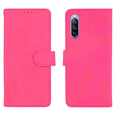 Funda de Cuero Cartera con Soporte Carcasa L01Z para Sony Xperia 10 III SO-52B Rosa Roja