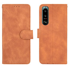 Funda de Cuero Cartera con Soporte Carcasa L01Z para Sony Xperia 5 III Marron