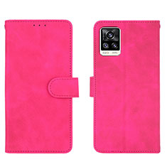 Funda de Cuero Cartera con Soporte Carcasa L01Z para Vivo V20 (2021) Rosa Roja