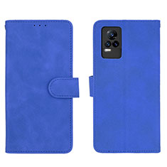 Funda de Cuero Cartera con Soporte Carcasa L01Z para Vivo V21e 4G Azul