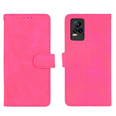 Funda de Cuero Cartera con Soporte Carcasa L01Z para Vivo V21e 4G Rosa Roja