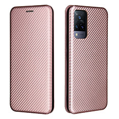 Funda de Cuero Cartera con Soporte Carcasa L01Z para Vivo V21s 5G Rosa Roja